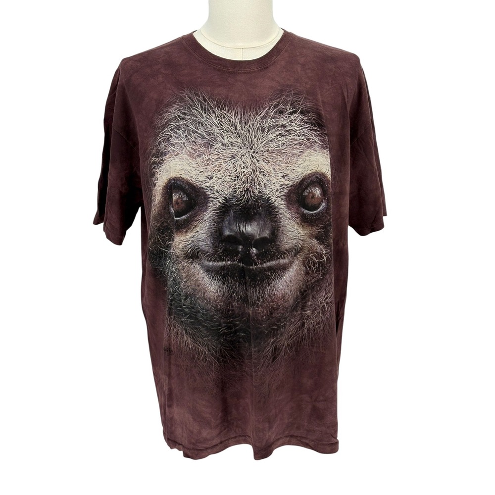 The Mountain Sloth Graphic T-Shirt Brown Tie Dye 100% Cotton XL